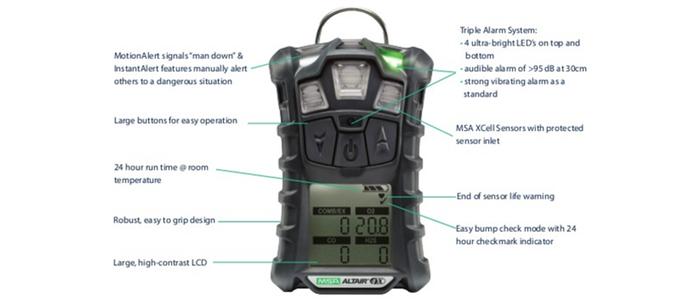 MSA ALTAIR-4RX-LEL-Pentane เครื่องวัดแก๊สเอนกประสงค์ 4in1 Charcoal Body