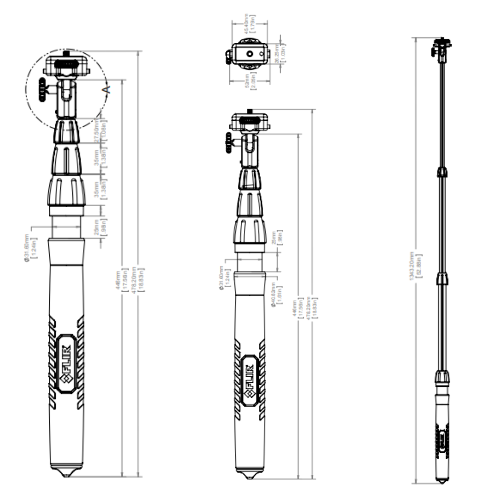ขนาดอุปกรณ์เครื่องวัดความชื้นแบบก้านต่อขยาย Extension Pole รุ่น MR04