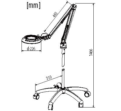 Otsuka ENVL-FL-2X โคมไฟแว่นขยาย | Free-Arm + Caster Stand