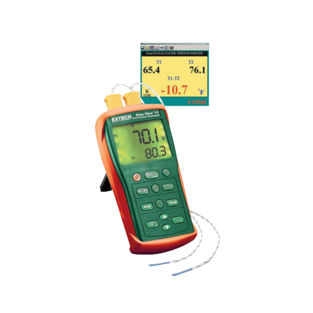 EXTECH EX-EA15 เครื่องวัดอุณหภูมิแบบแยกโพรบ EasyView™ Dual Input Temperature Datalogger