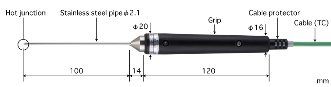 Anritsu BS-21K-010-TC3-ANP โพรบวัดอุณหภูมิ General Internal Probe | Max.500 °C (Type K) Cable 3M