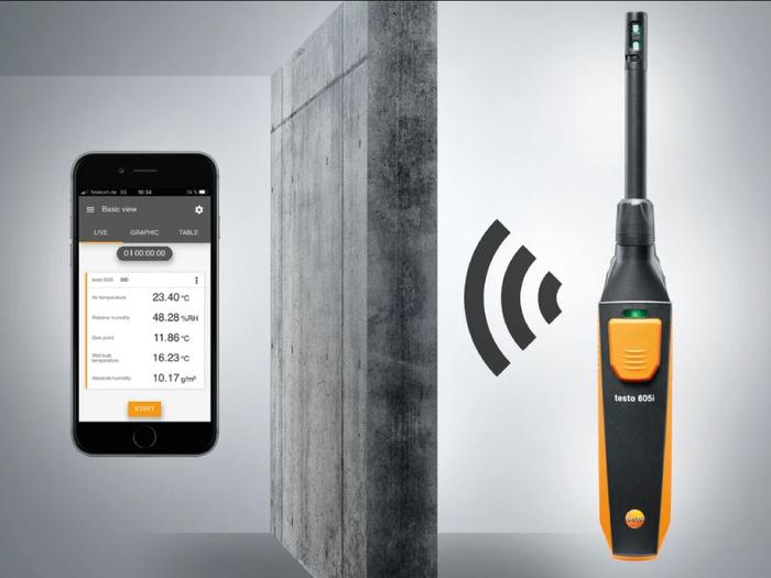 Testo-605i เครื่องวัดความชื้นและอุณหภูมิ | Bluetooth [Gen 2]