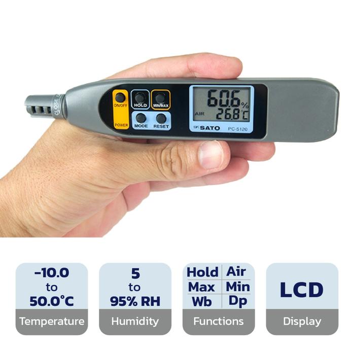 SK Sato PC-5120 เครื่องวัดอุณหภูมิความชื้นและ Dew Point แบบปากกา