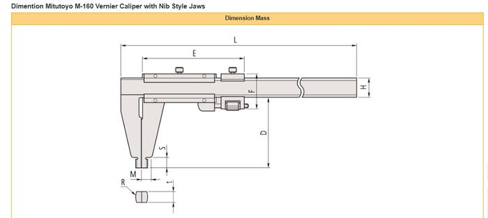 Mitutoyo M-160-119 Vernier Caliper เครื่องวัดคาลิเปอร์แบบเวอร์เนีย (0 - 450mm, 0 - 18