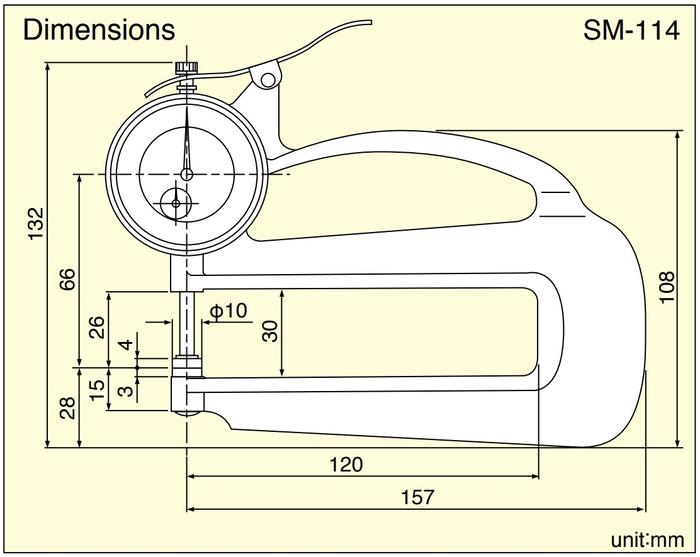 TECLOCK SM-114 ไดอัลเกจวัดความหนา 10mm