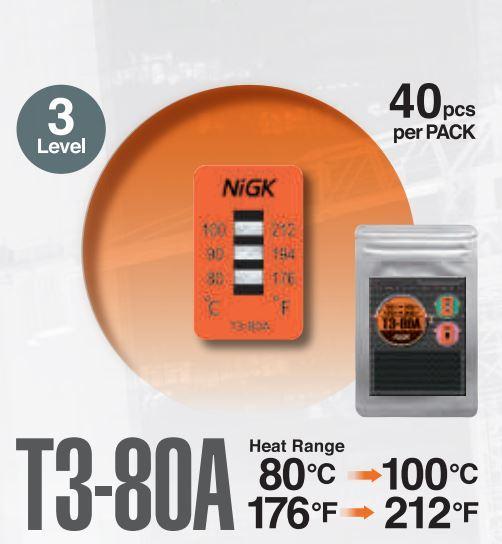 NiGK รุ่น T3-80A แถบวัดอุณหภูมิแบบ Irreversible (3 Point) | (80 to 100℃)