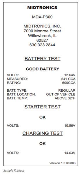 MIDTRONICS MDX-P300 เครื่องวิเคราะห์แบตเตอรี่และระบบไฟฟ้ารถยนต์ (Built-In Printer)