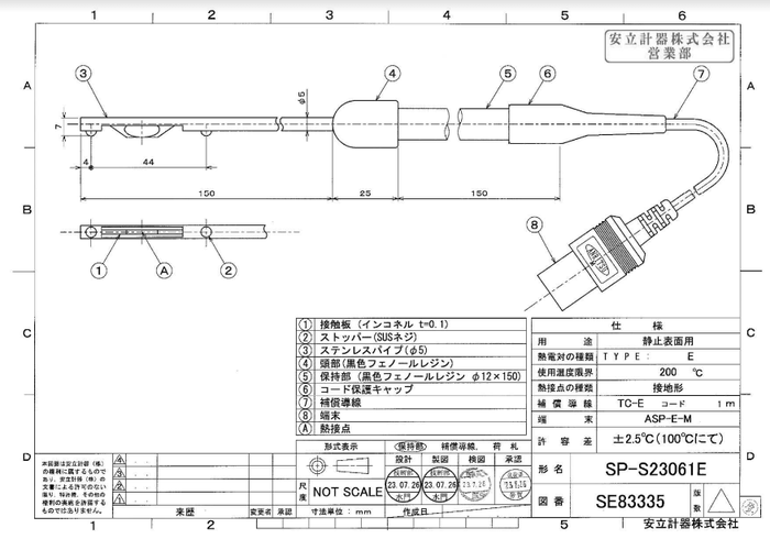 SE83335  โพรบวัดอุณหภูมิผิวขนาดเล็ก Max.200 °C (Type E)