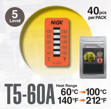 NiGK รุ่น T5-60A แถบวัดอุณหภูมิแบบ Irreversible (5 Point) | (60 to 100 C)