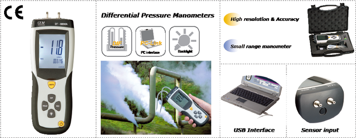 CEM DT-8890 เครื่องวัดความดันอากาศ Differential Pressure Manometer