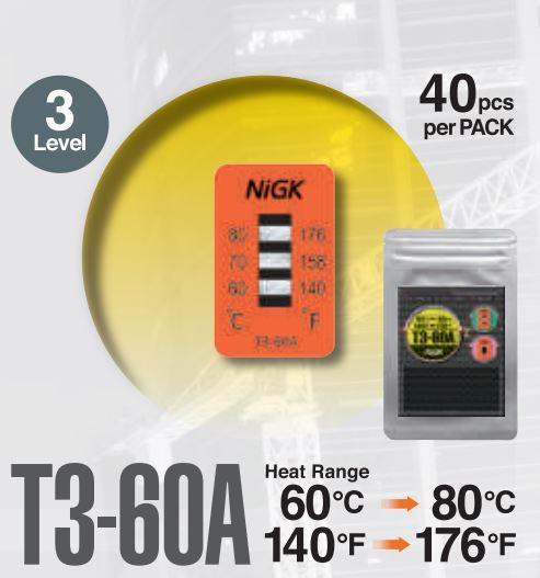 NiGK รุ่น T3-60A แถบวัดอุณหภูมิแบบ Irreversible (3 Point) | (60 to 80℃)