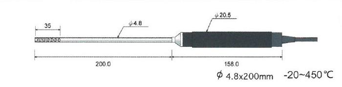 Rixen AK-01 โพรบวัดอุณหภูมิอากาศและก๊าซ Max.450℃ (Type K)