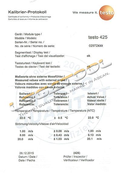 Testo 425 เครื่องวัดความเร็วลมแบบ Hot Wire