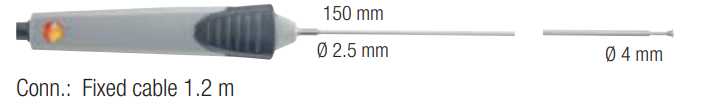 TESTO-0602-0693 โพรบวัดอุณหภูมิพื้นผิวแบบกันน้ำ | Max.1000℃ (Type K)