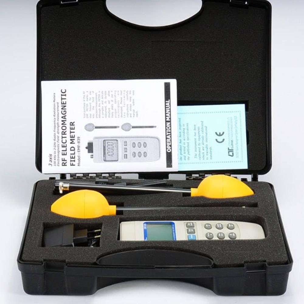 Lutron EMF-839 เครื่องวัดสนามแม่เหล็กไฟฟ้า RF แบบ 3 แกน ความถี่ 100 kHz ถึง 3 GHz พร้อม Data Logger