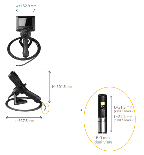 Mitcorp MITC-X750-60D4W-FS-7M-TU-M กล้องส่องภายในท่อ พร้อมโพรบ 6 mm Dual view ยาว 7 เมตร